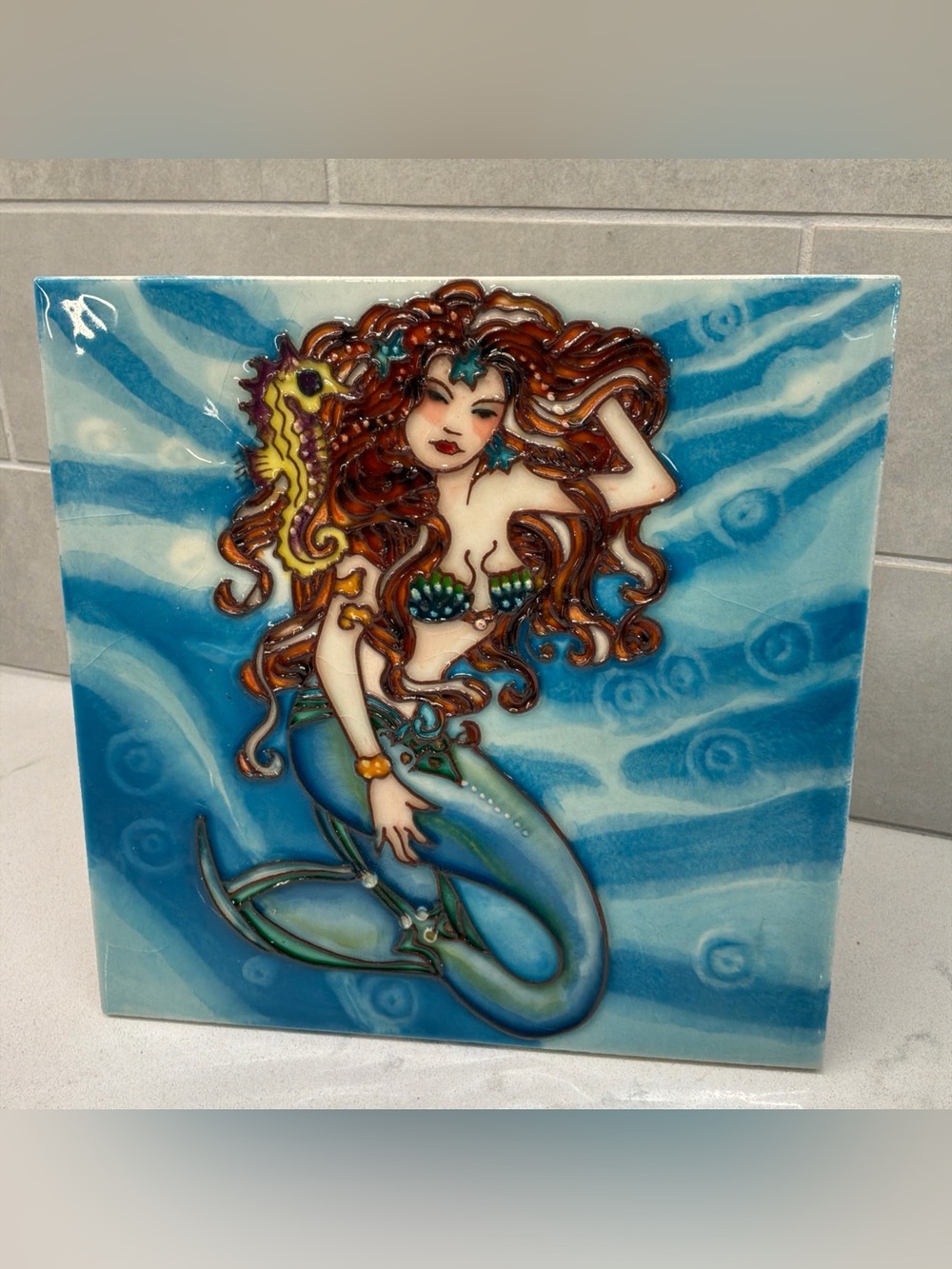 En Vogue Art on Tile Mermaid Hanging Art 8x8β